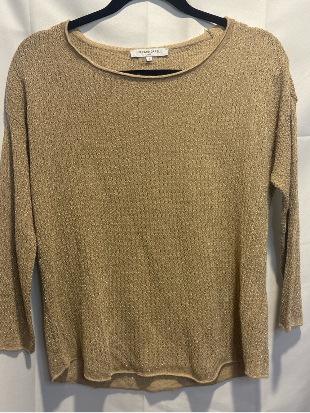 Gerard Darel Gold-Tan Metallic Crewneck Sweater